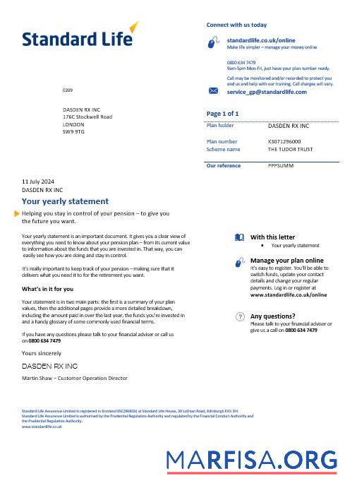 Blank United Kingdom Standard Life business utility bill template in Word and PDF formats